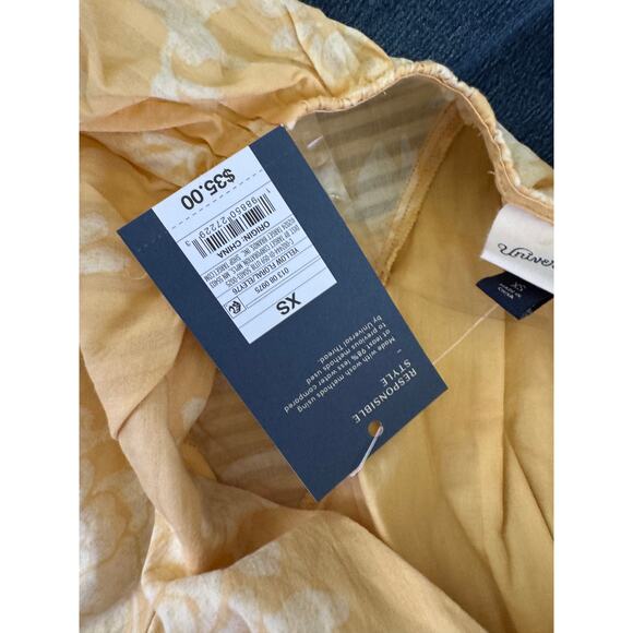 NWT Women's Short Sleeve Smocked Yellow Midi A-Line Dress Universal Thread XS - Picture 14 of 15